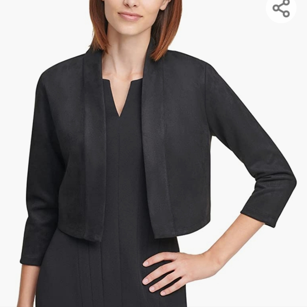 Calvin Klein Women's Three Quarter Sleeved Suede Shrug XL